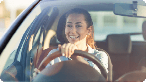 Woman driving a car, interior shot
